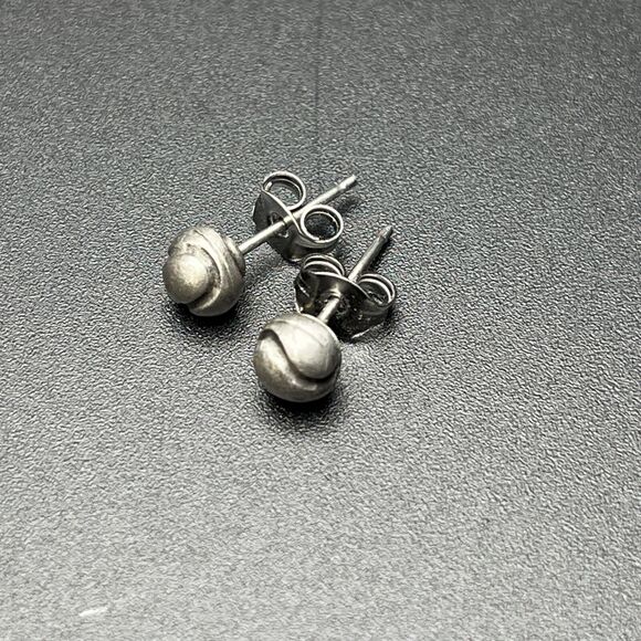 Signed JJ Pewter Tone Tennis Racquet Pin w/ DETACHABLE Tennis Ball Earrings Gift - Picture 3 of 6